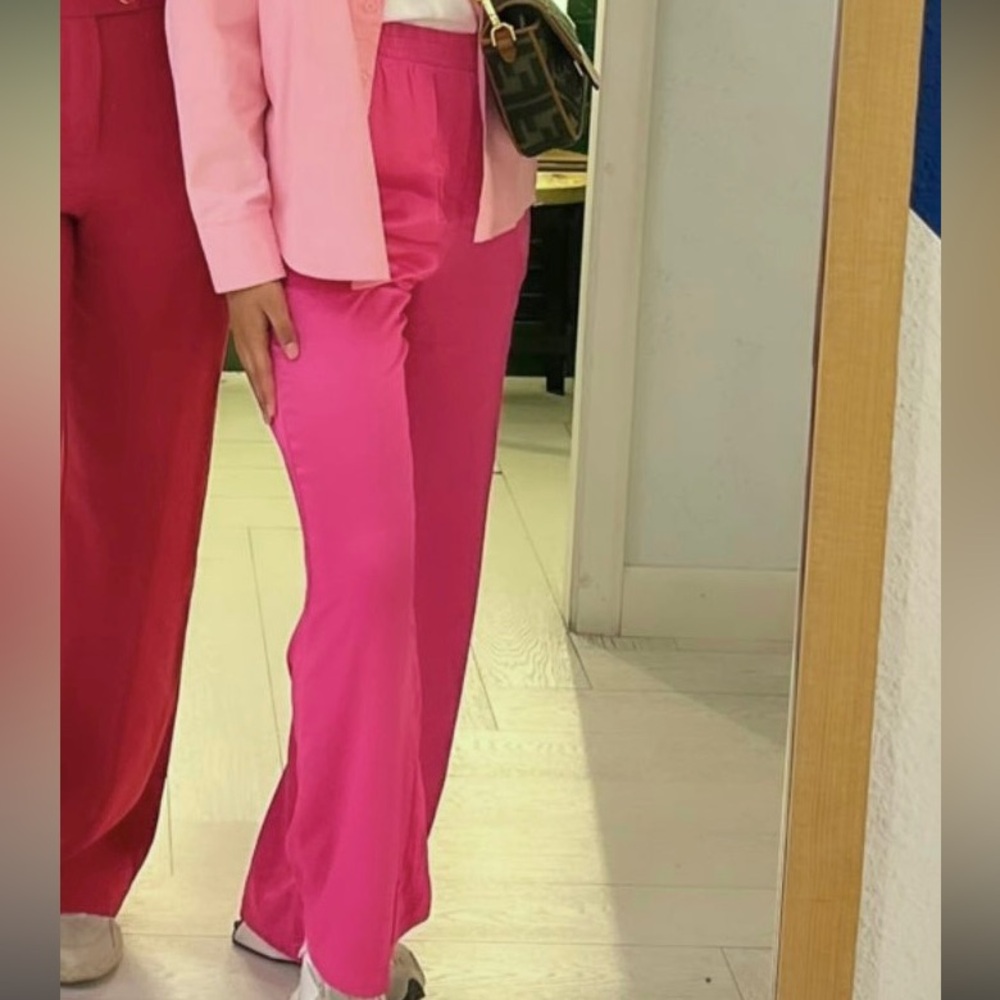 Forever 21 Pink Satin Wide Leg Pants
